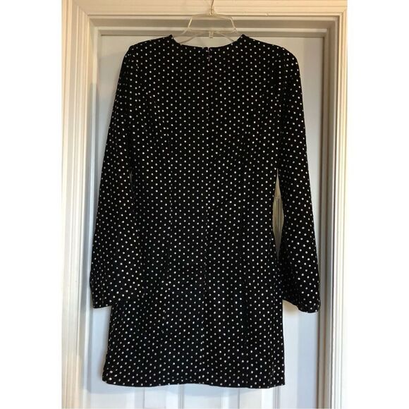 AQUA - NWT - L Sz S Metallic-Dot Velvet Long-Sleeve Mini-Dress. 100% Polyester. - Picture 13 of 13